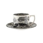 Spode Black Italian Çay Fincanı+Tabağı 2'li Kaşıklı