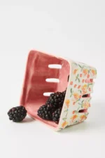 Anthropologie Floral Ceramic Berry Kase - Görsel 3