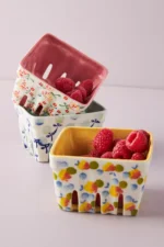 Anthropologie Floral Ceramic Berry Kase - Görsel 2